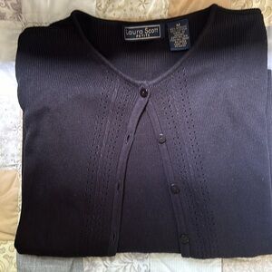 Black/Midnight cardigan sweater by Laura Scott, size M